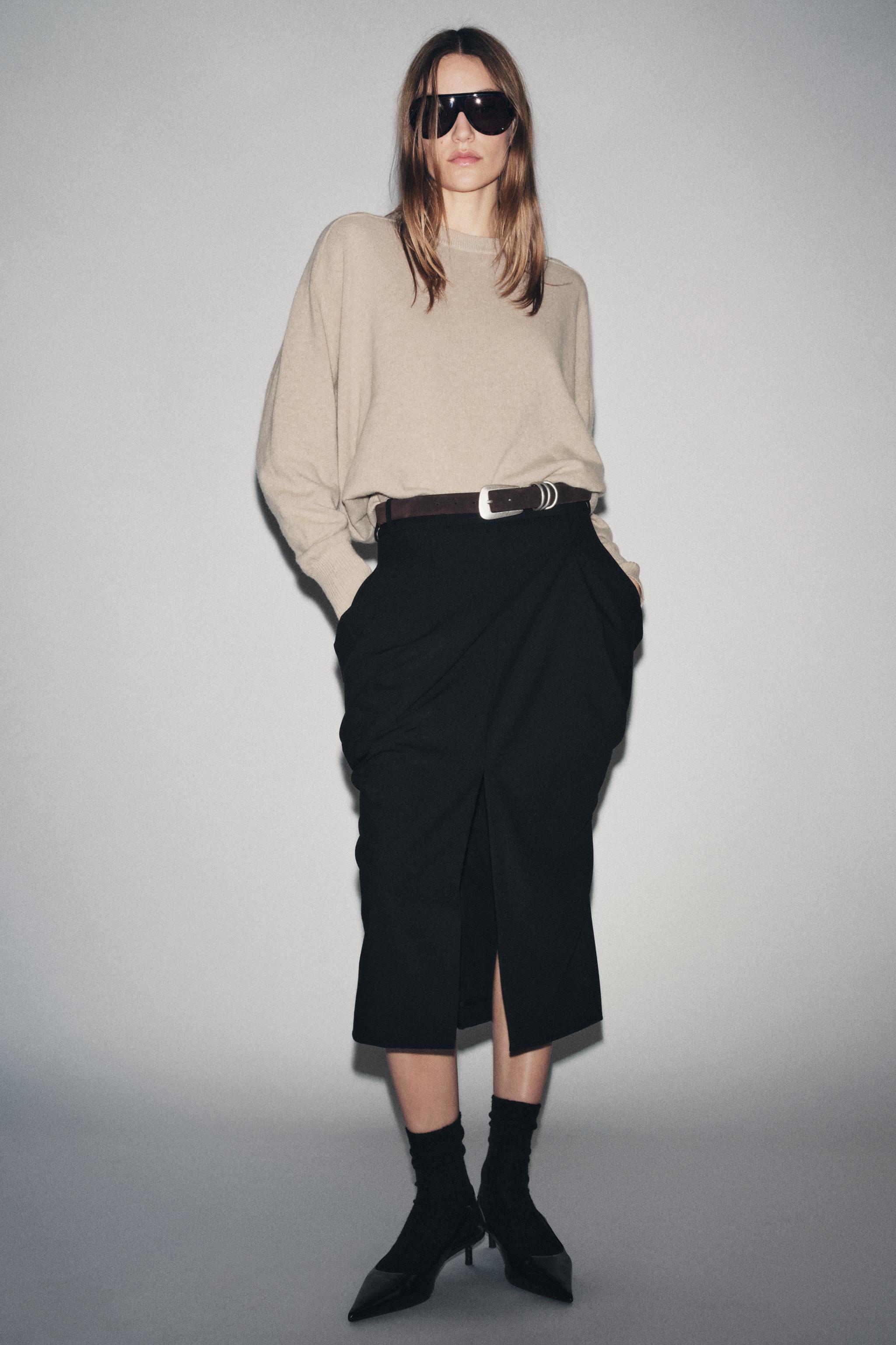 ZW COLLECTION ドレープポケットスカート - ブラック | ZARA