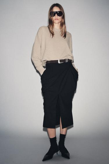 ZW COLLECTION DRAPED POCKET SKIRT - Black by Zara