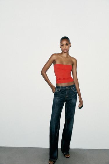POLYAMIDE BANDEAU TOP - Red by Zara