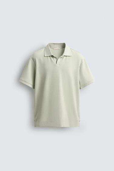 Zara VERTICAL TEXTURED POLO SHIRT - Pistachio