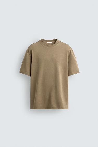 Zara RELAXED FIT T-SHIRT - taupe brown
