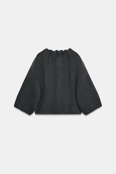 SHORT COAT WITH WOOL AND RUFFLED COLLAR - Mid-grey by Zara