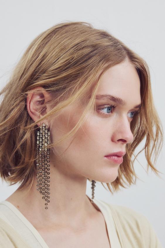 PENDIENTES LARGOS BRILLOS - Plata de Zara - Imagen 0