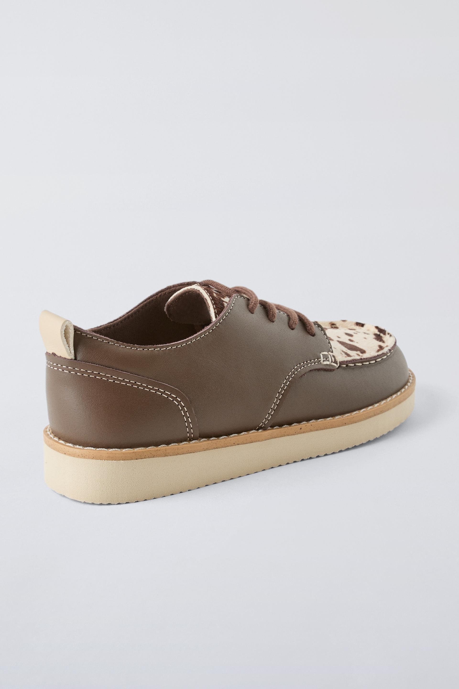 COWHIDE LEATHER SHOES - Brown | ZARA United States