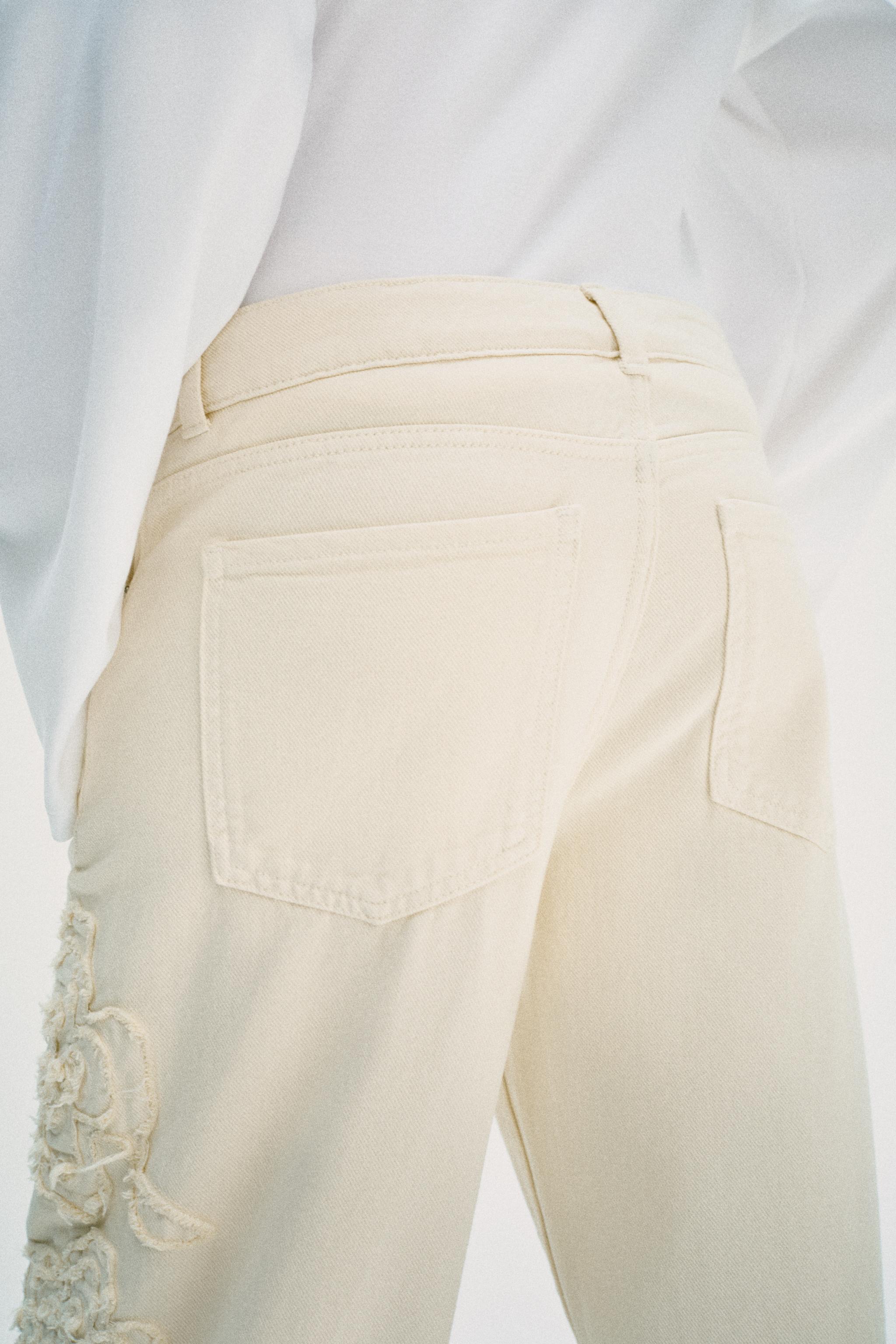 Женские джинсы Zara Z1975 MID-RISE WIDE-LEG STRUCTURED FLORAL JEANS — фото 7