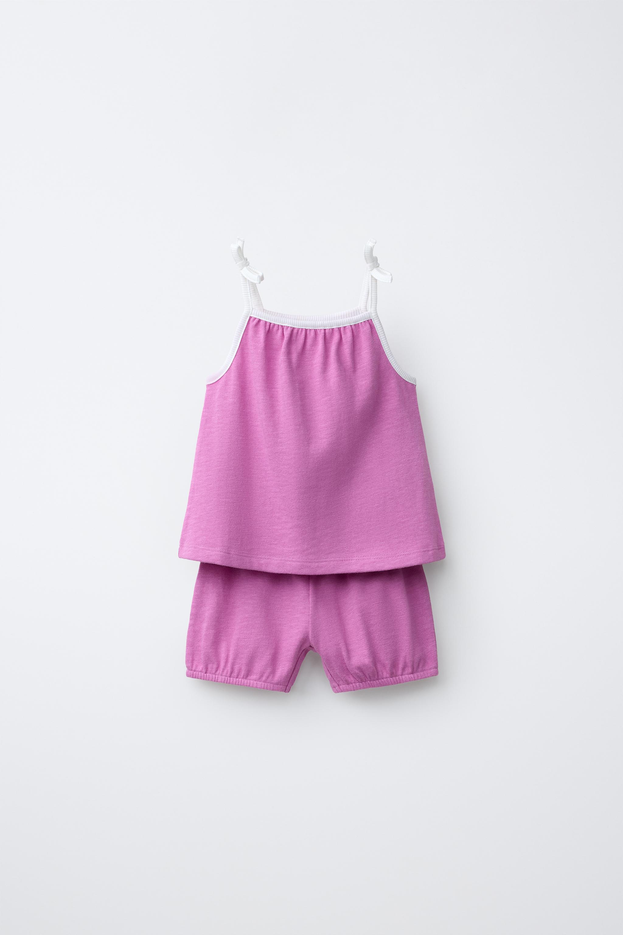 Детские топы Zara PLAIN T-SHIRT AND BLOOMER SET