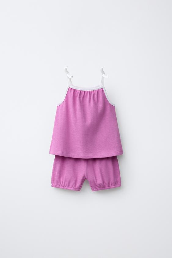 PLAIN T-SHIRT AND BLOOMERS SET - Light mauve de Zara - Imagen 0