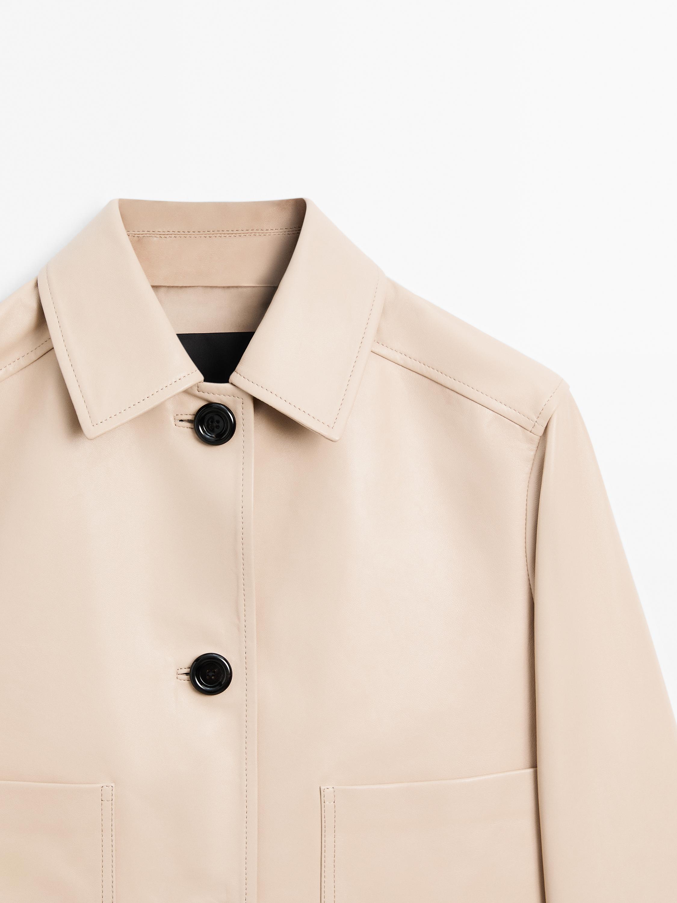 Cropped nappa leather jacket