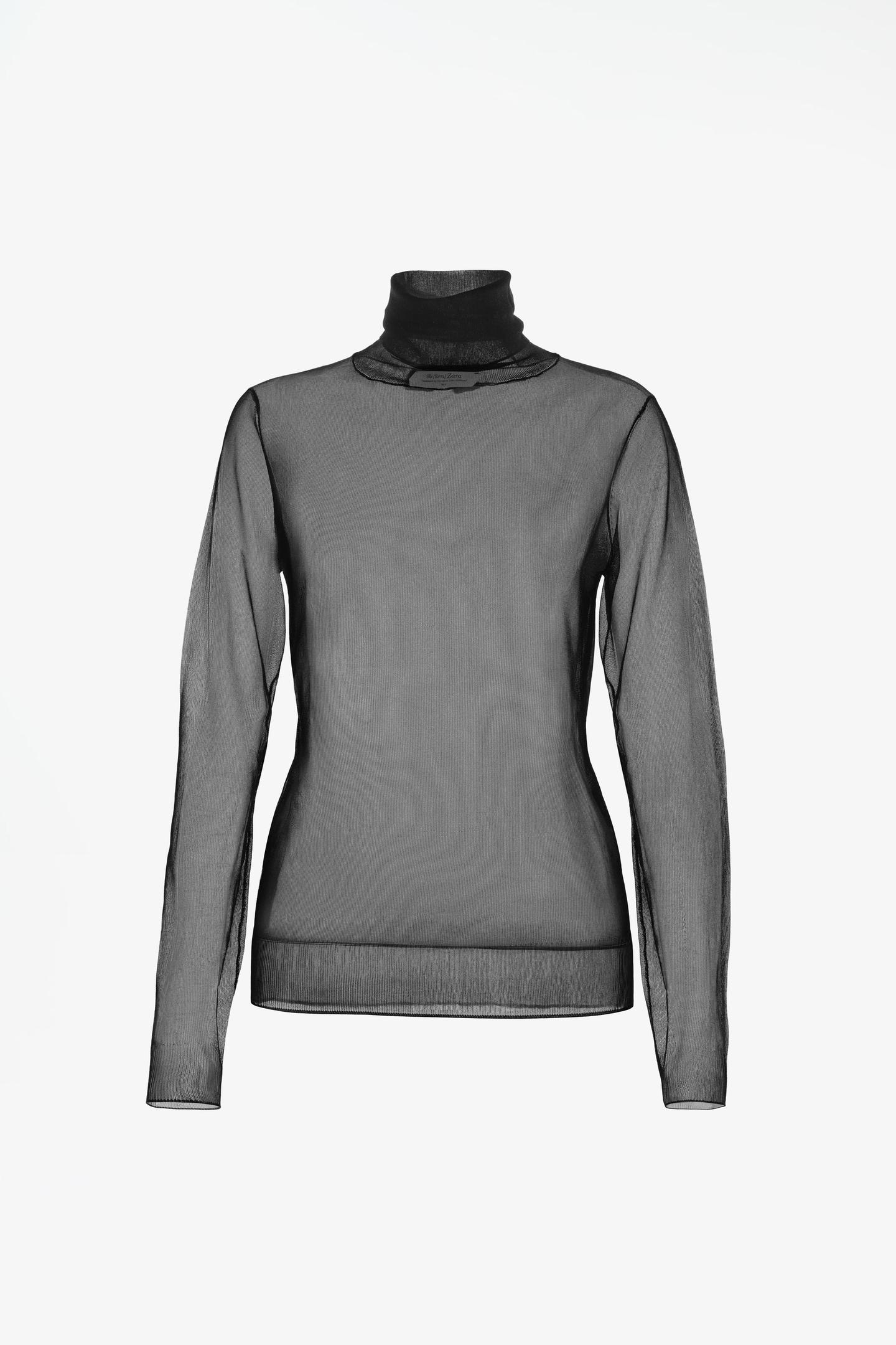 Мужской свитер Zara Limited Edition Semi-Sheer High Neck, цвет: Чёрный — фото 3