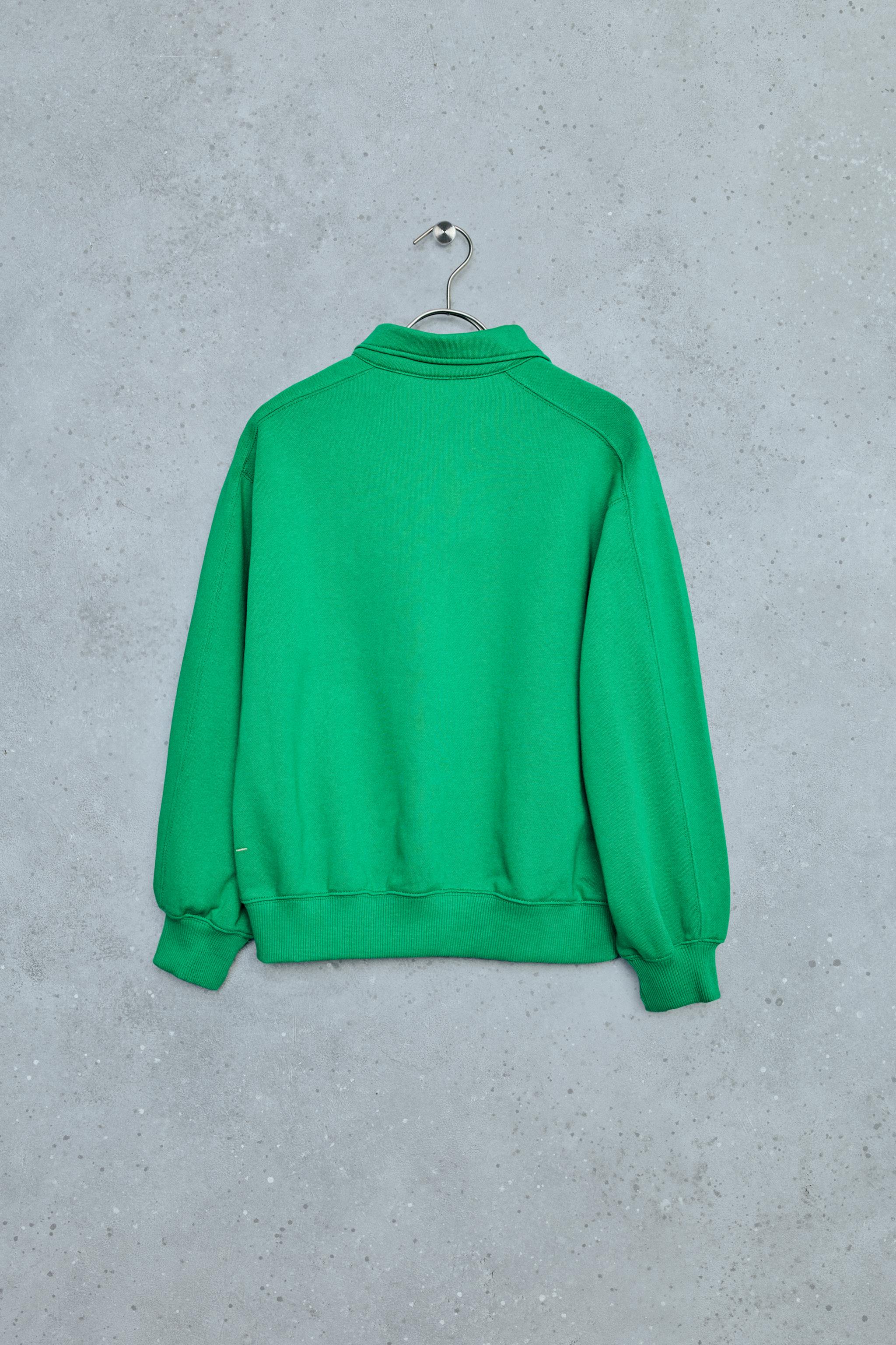 STORIESZ - PLUSH ZIP POLO SWEATSHIRT — Green / Ecru