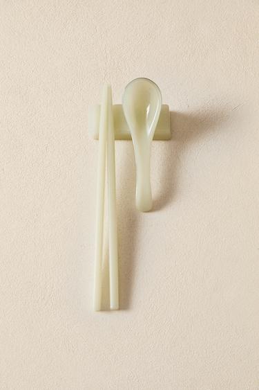 CHOPSTICK, SPOON AND HOLDER SET (SET OF 3) - Yellow by Zara