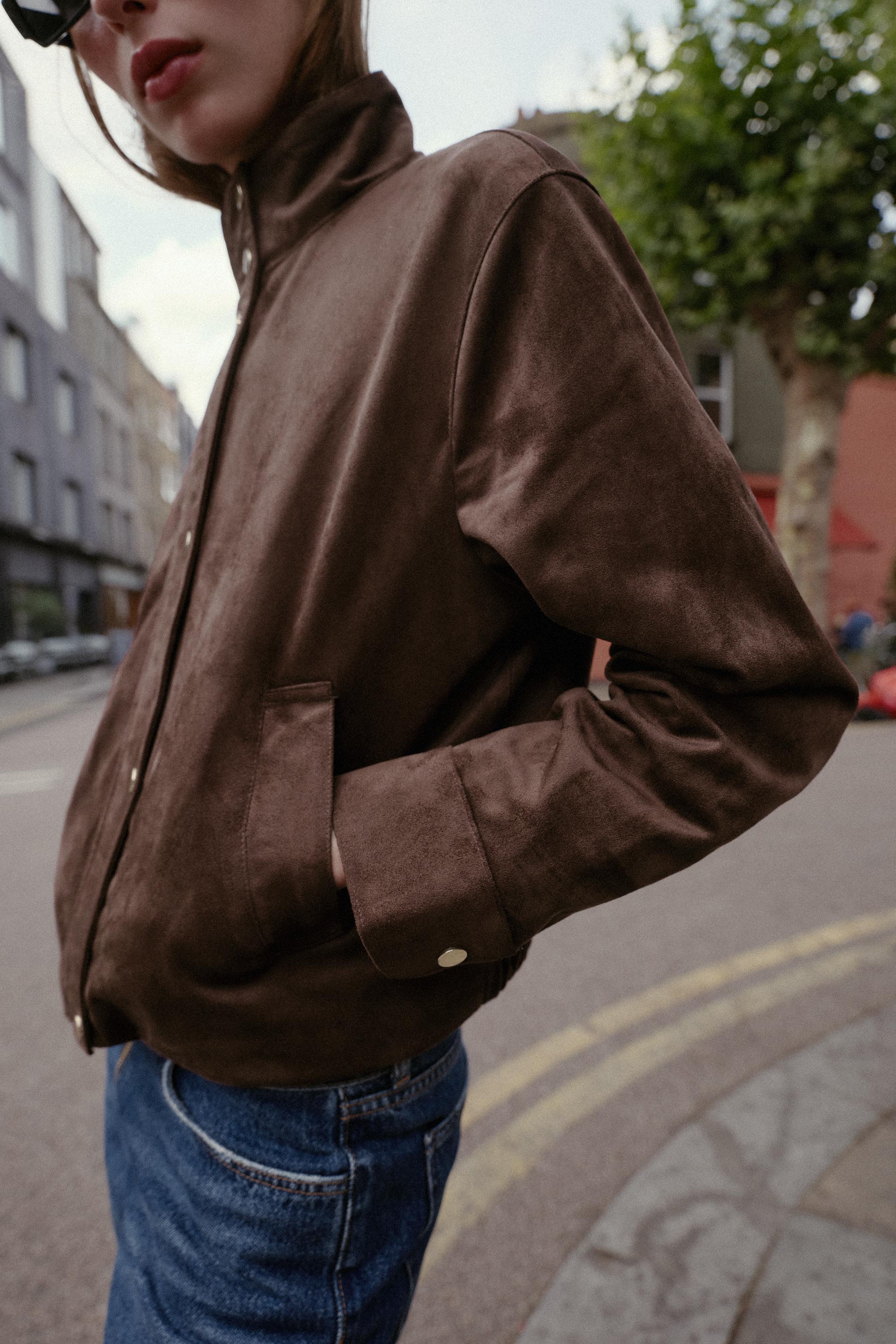 THE LETTERS スエードジャケット ブラウン スエード風ジャケット - ブラウン | ZARA Japan / 日本