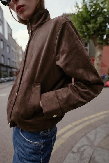 BLOUSON EFFET DAIM - Marron de Zara - Image 3