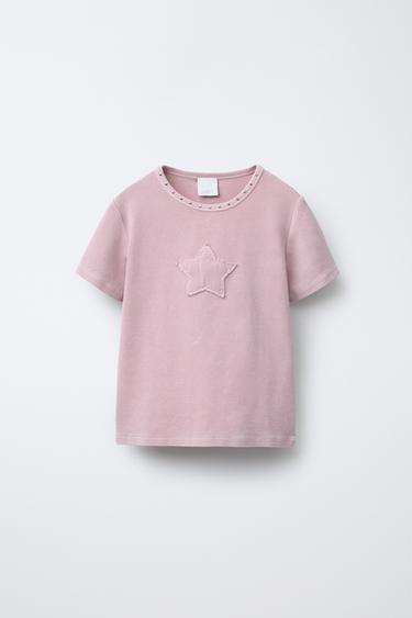 CAMISETA ESTRELLA TACHAS - Rosa de Zara - Imagen 0