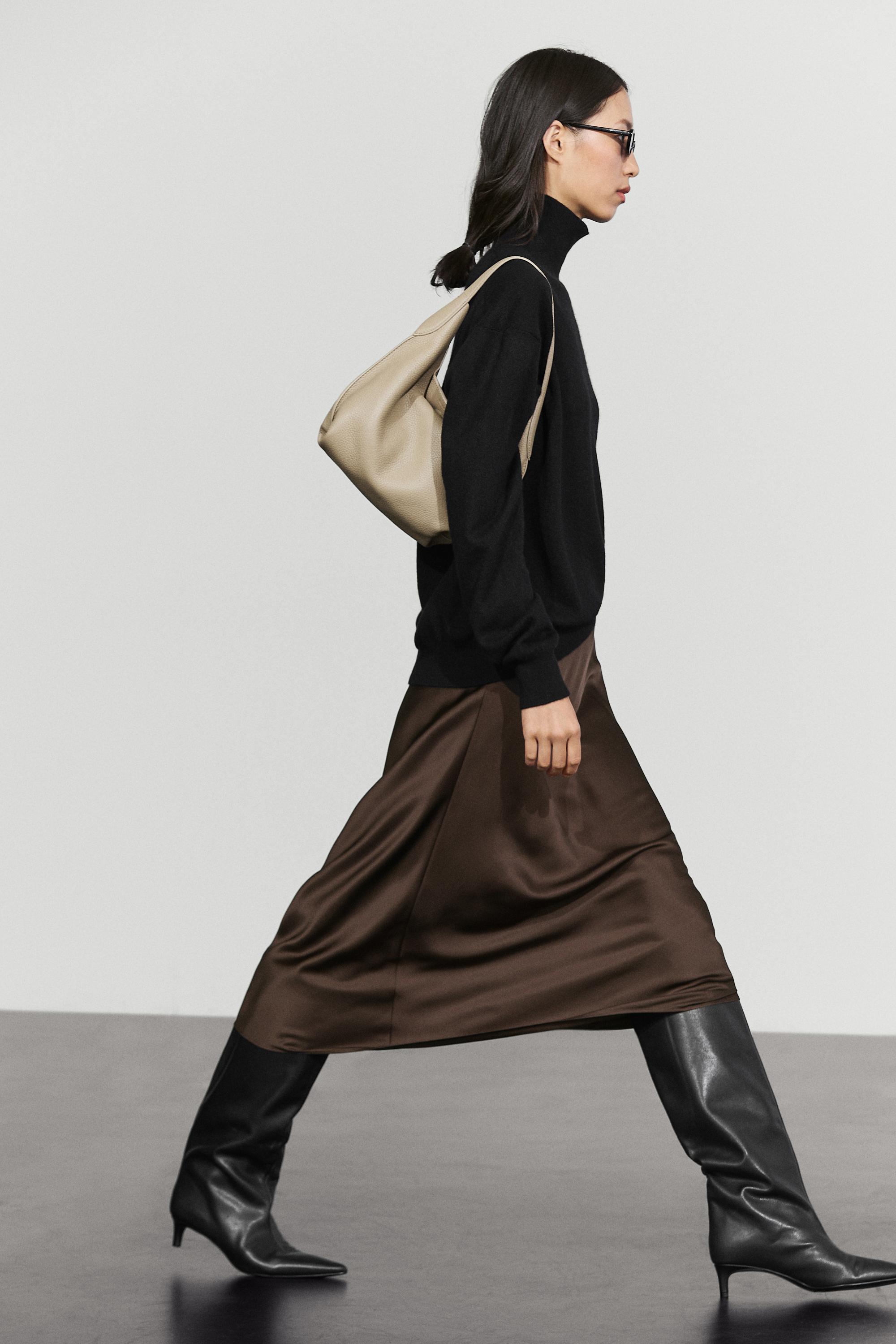Satin midi skirt