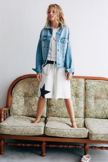STAR PRINT BERMUDA SHORTS - Grey marl by Zara