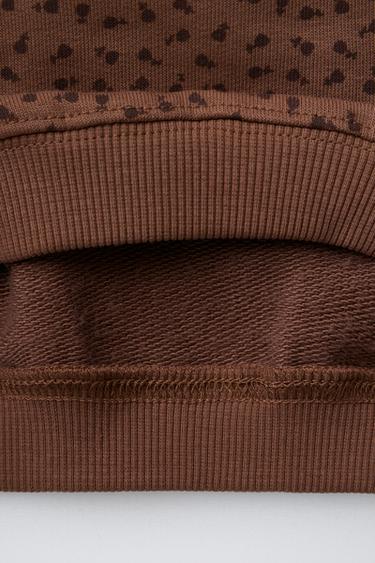 SWEAT IMPRIMÉ COL CLAUDINE DENTELLE - Chocolat de Zara - Image 3