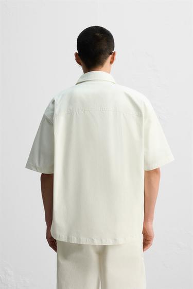 BOXY FIT POPLIN SHIRT - Oyster-white by Zara - Image 2