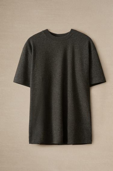 T-SHIRT MANCHES COURTES DROIT - Gris foncé de Zara - Image 4