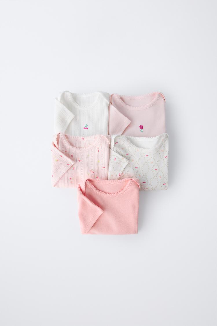 花柄刺繍ボディスーツ 5枚セット - ピンク | ZARA Japan / 日本