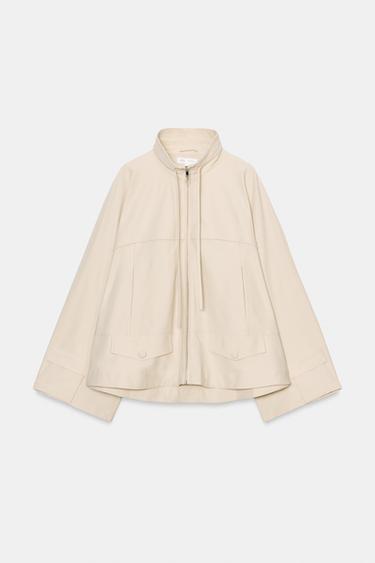 FLUID HIGH NECK JACKET - Dark beige by Zara - Image 7