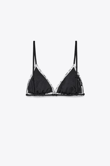 PALM TREE PRINT BIKINI TOP - Ecru / Black by Zara - Image 5