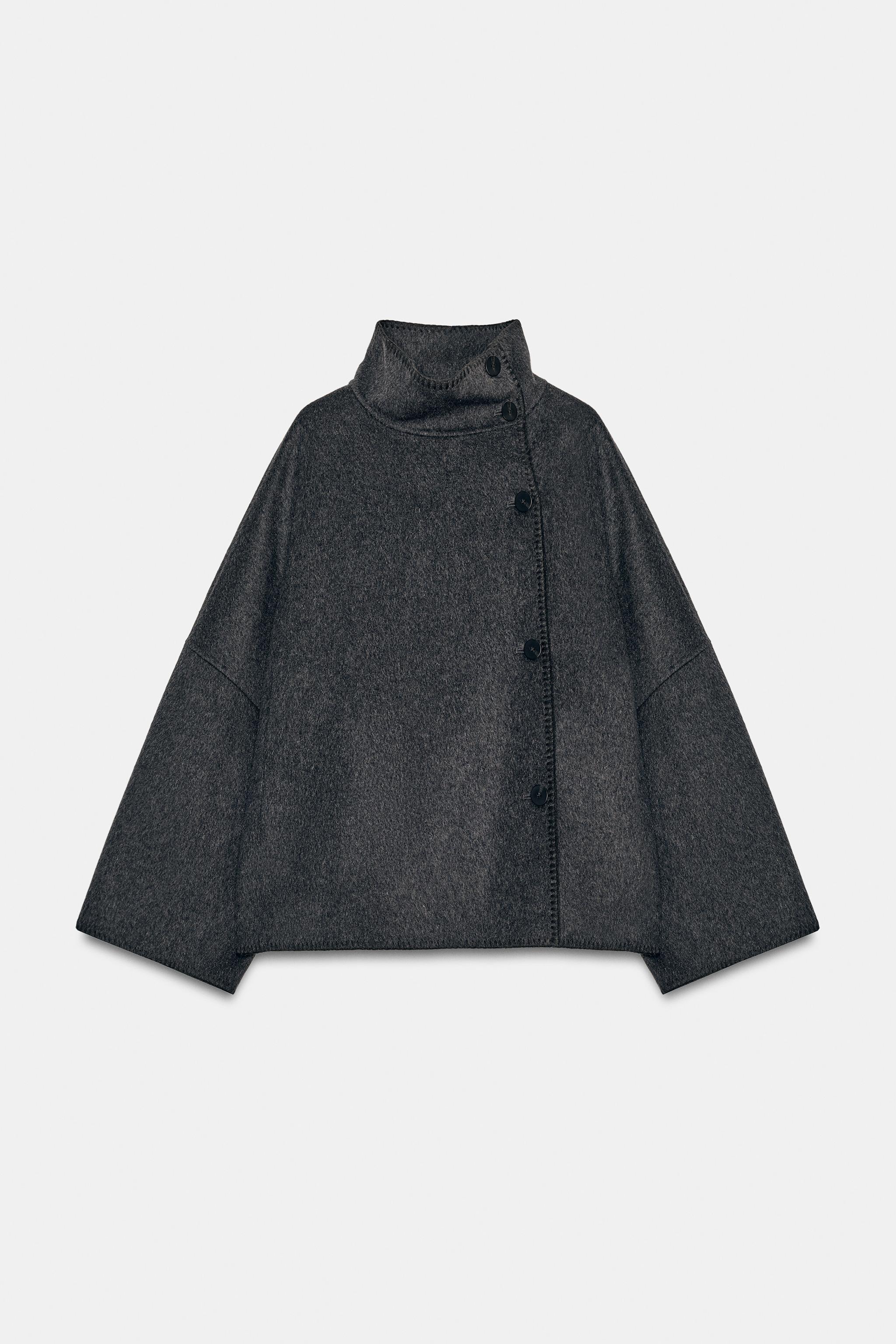 WOOL BLEND SHORT COAT ZW COLLECTION - Dark gray | ZARA United States