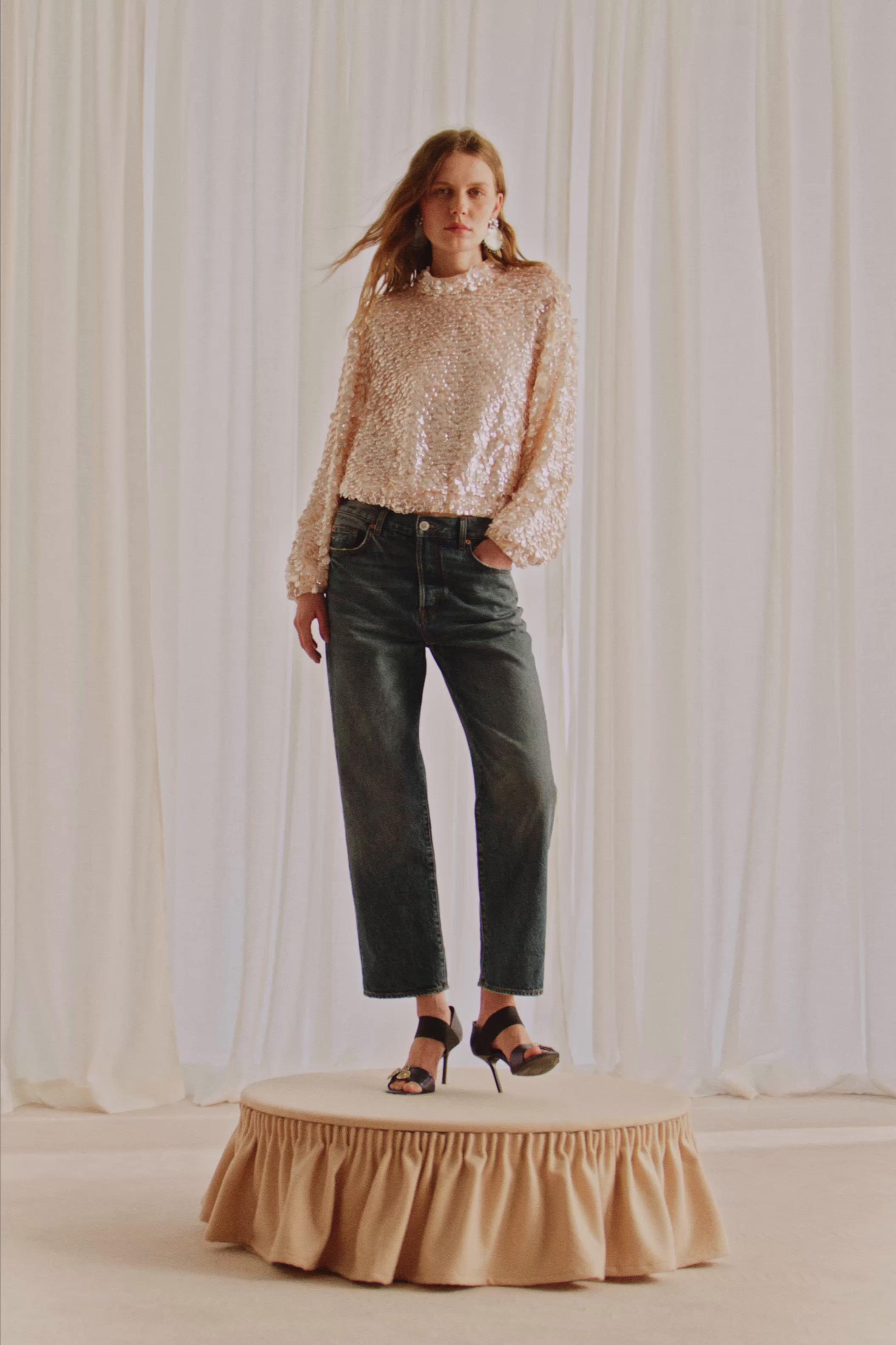 MARISA BERENSON X ZARA SEQUIN TOP - Light pink | ZARA United States