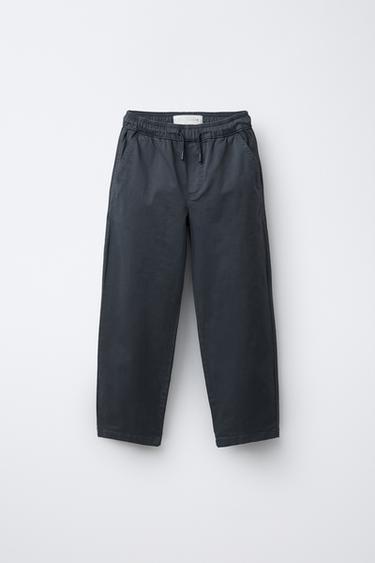 بنطلون مستقيم ببطاقة - أزرق by Zara