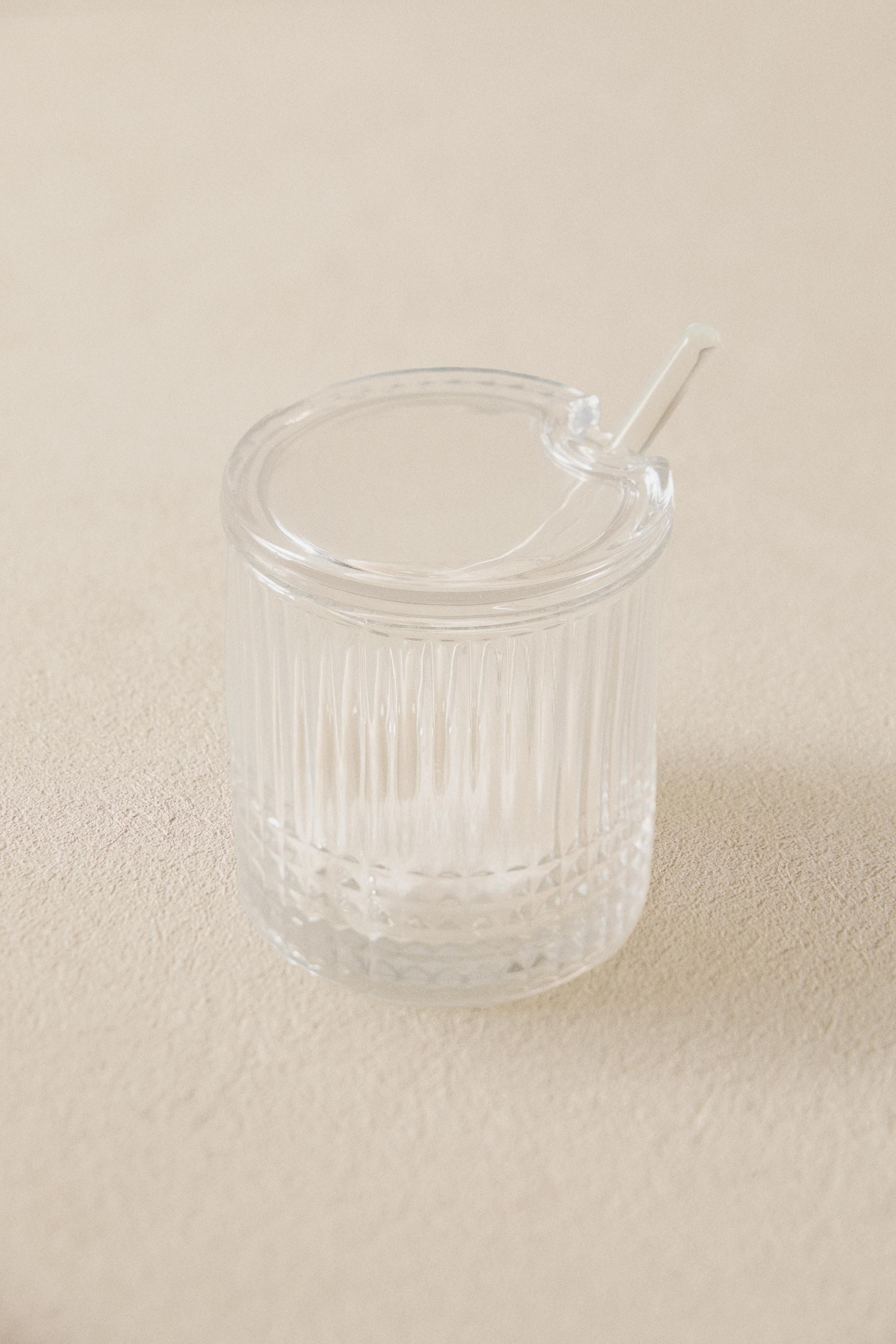 SUGAR BOWL WITH A RAISED GEOMETRIC DESIGN