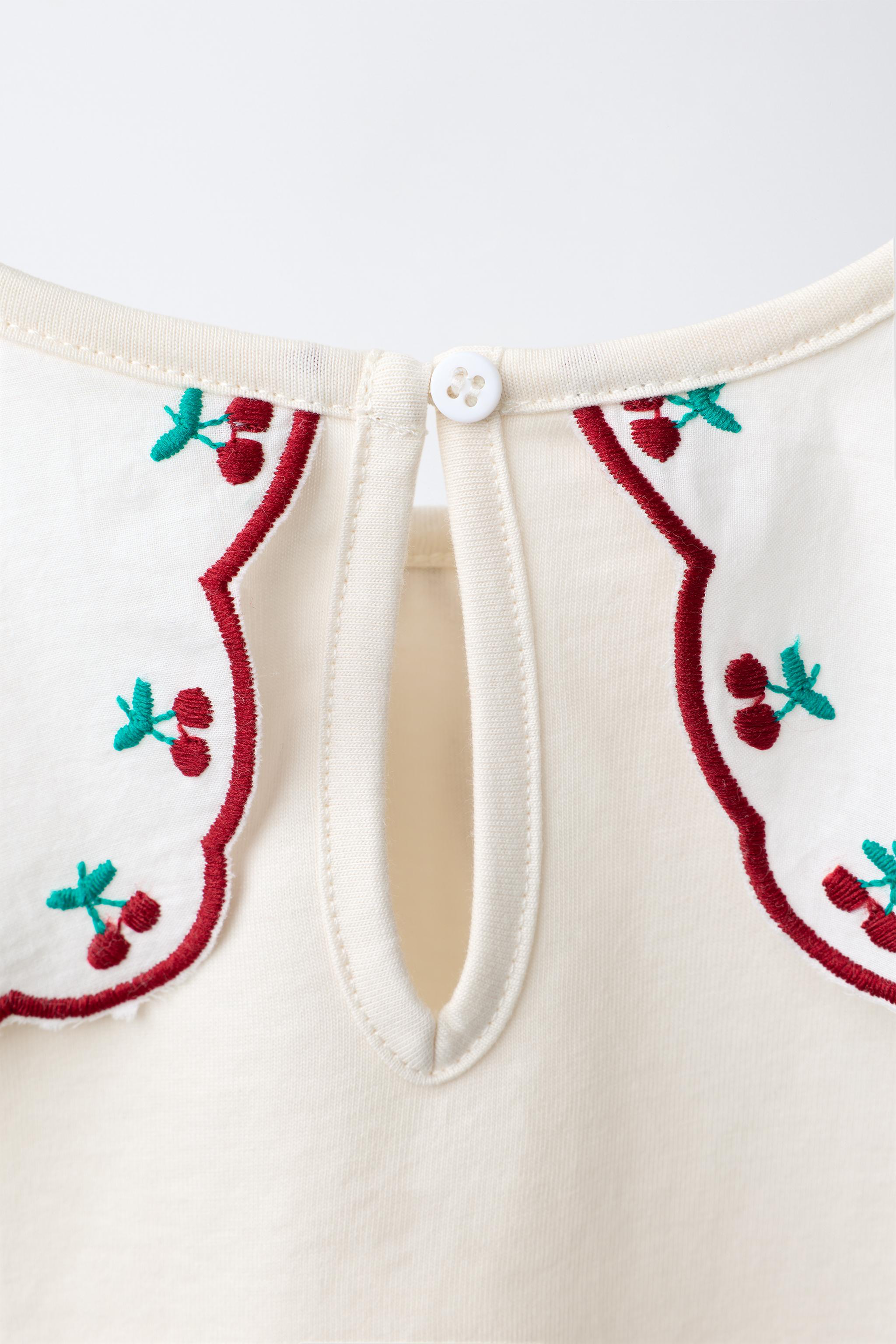 Детские топы Zara EMBROIDERED CONTRAST COLLAR TOP — фото 4