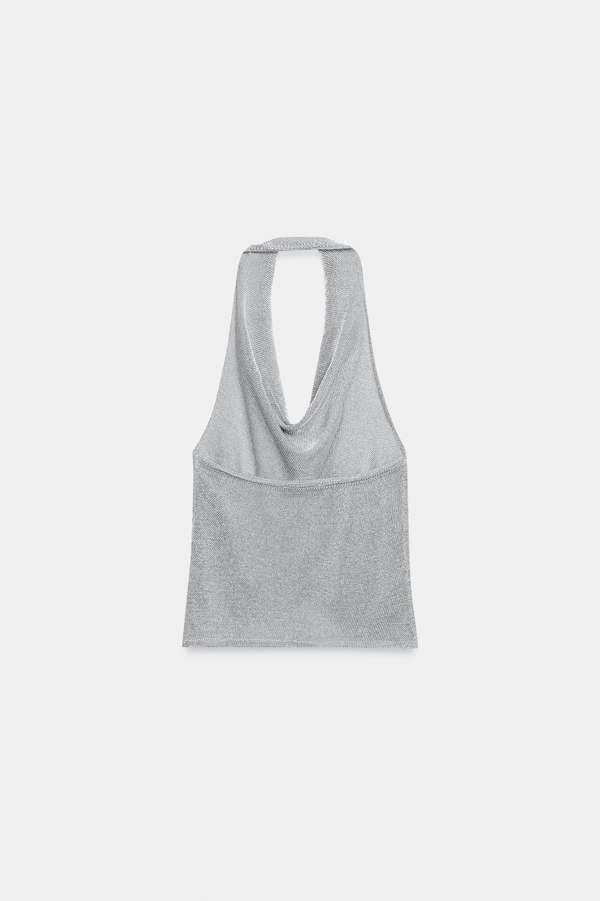 TOP EN MAILLE HALTER À FIL MÉTALLISÉ