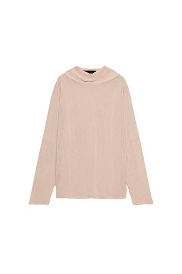Zara CRUMPLED EFFECT BOW KNIT JUMPER - Beige-pink