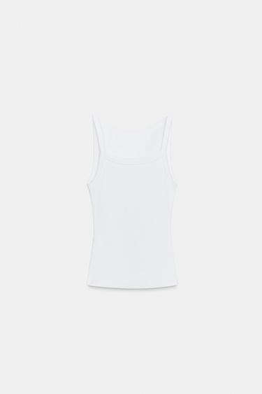 TOP HALTER CÔTELÉ - Blanc de Zara - Image 2