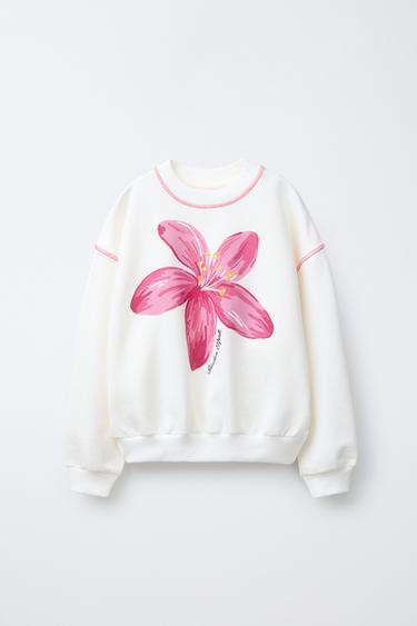 FLORAL SWEATSHIRT - Oyster-white by Zara