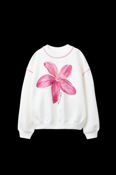 Zara FLORAL SWEATSHIRT - Oyster-white - Image 0