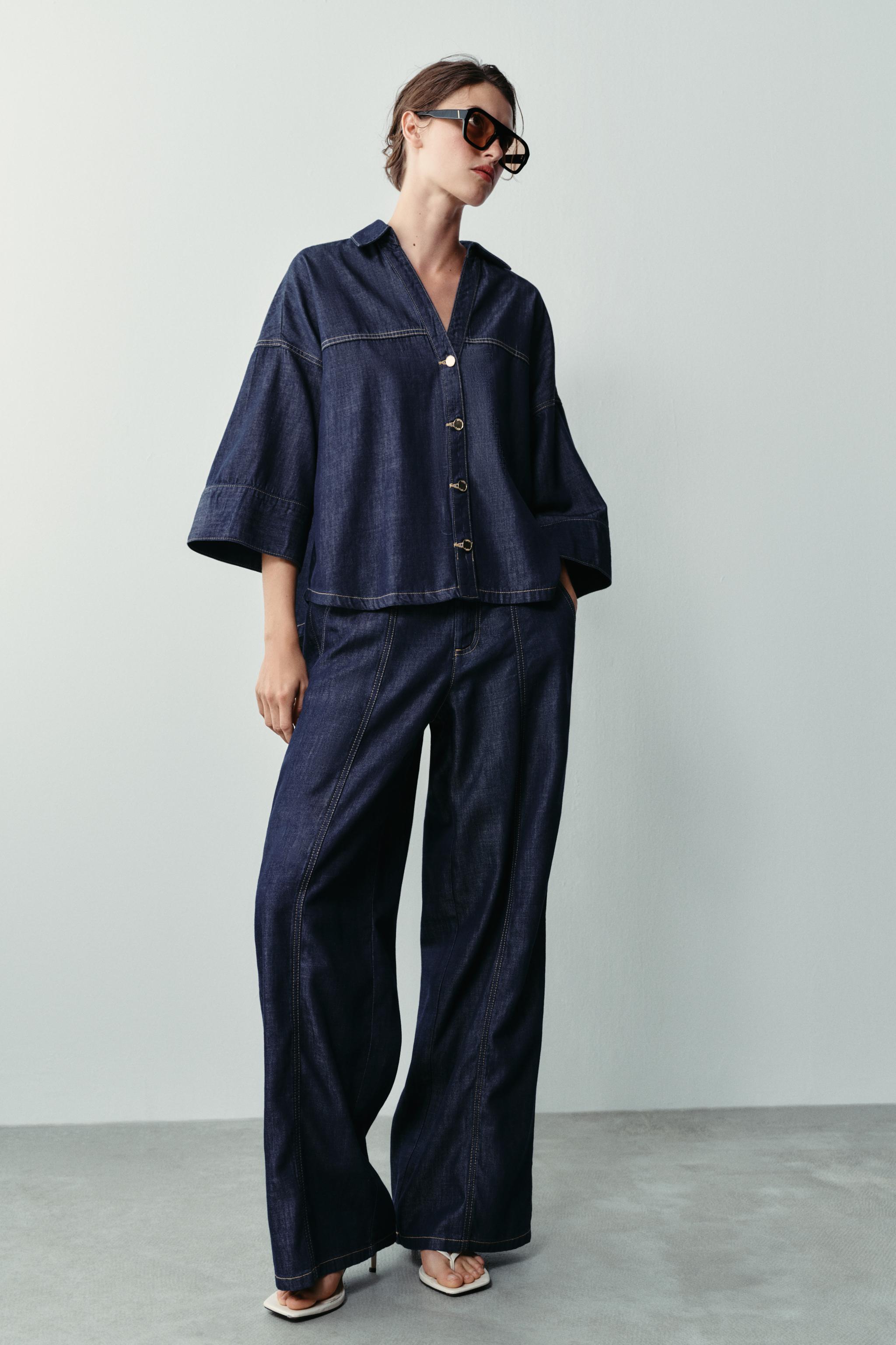 Z1975 WIDE SLEEVE DENIM SHIRT — Blue