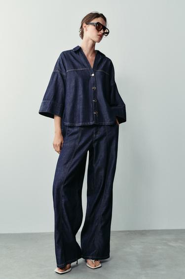 CHEMISE Z1975 EN DENIM À MANCHES LARGES - Bleu de Zara