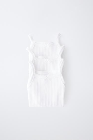 Zara THREE-PACK OF STRAPPY BODYSUITS - White