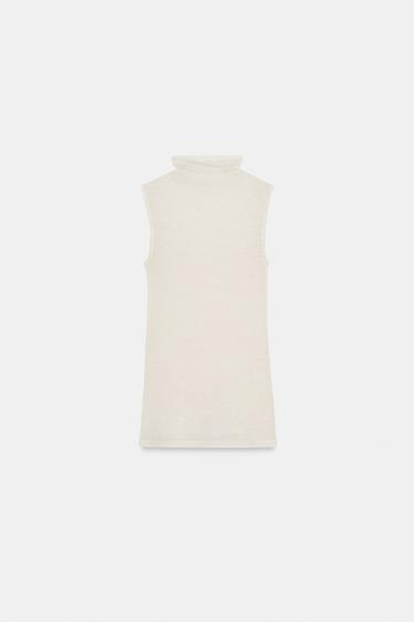 HAUT SANS MANCHES EN LAINE - Beige clair de Zara - Image 6