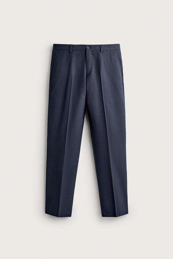 PANTALÓN REGULAR FIT TRAJE CON LANA - Marino de Zara - Imagen 0