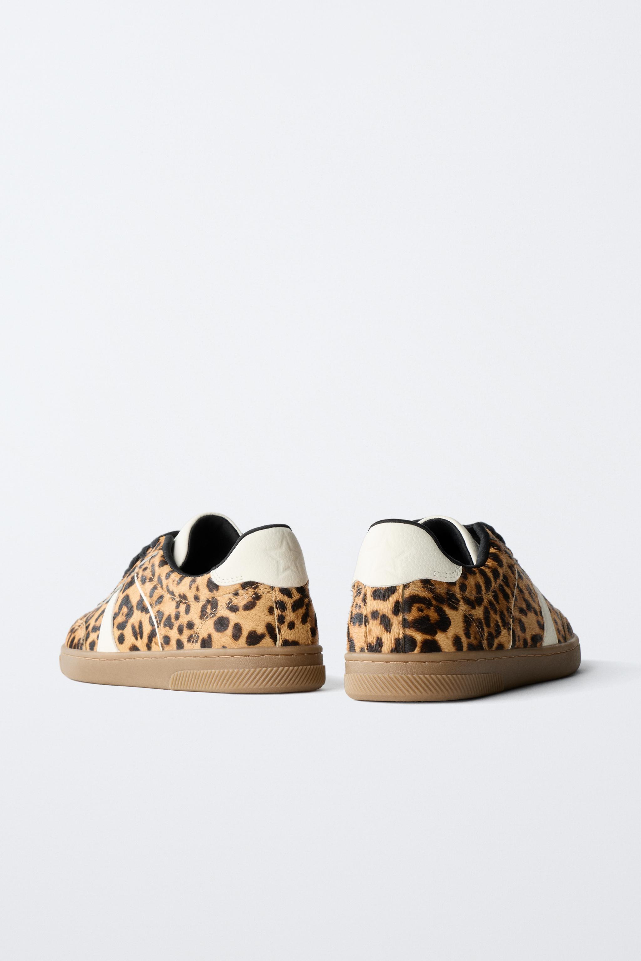 LEOPARD PRINT LEATHER SNEAKERS - Leopard | ZARA United States