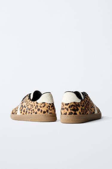 LEOPARD PRINT LEATHER SNEAKERS - Leopard by Zara - Image 5