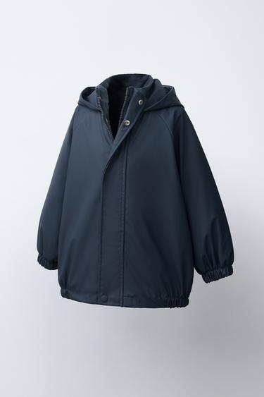 WATER-REPELLENT RUBBERISED RAINCOAT - Navy blue by Zara