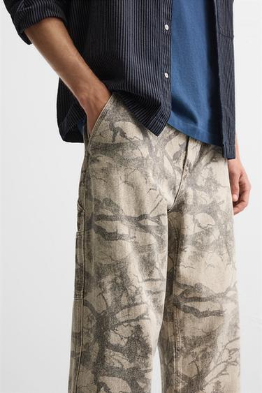 ABSTRACT PRINT CARPENTER TROUSERS - camel by Zara - Image 4