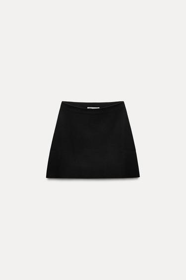 Zara KNIT MINI SKIRT - Black