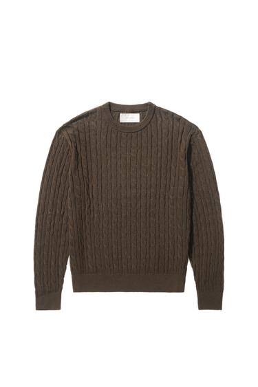 COTTON-HEMP TEXTURED SWEATER - Chocolate by Zara
