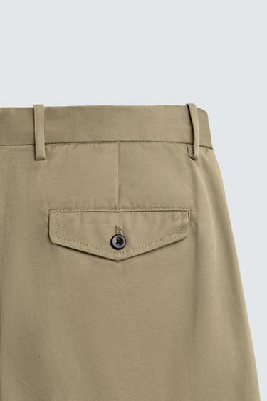 WIDE-LEG PLEATED TROUSERS - Beige by Zara - Image 9