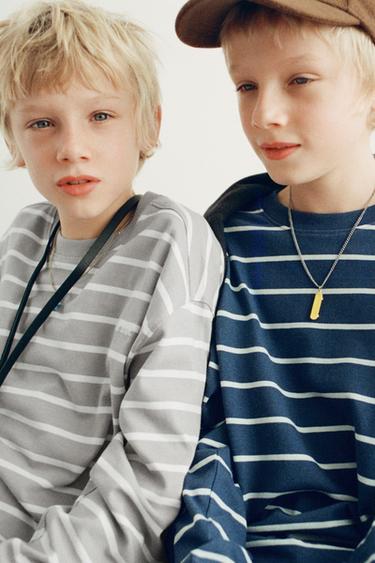 CAMISETA HEAVY WEIGHT RAIAS  - Gris / Beixe de Zara