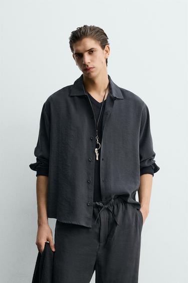 Zara FLOWY RELAXED FIT SHIRT - Black